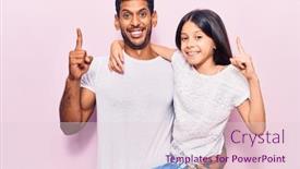  Presentation with daughter - PPT theme featuring latin-father-and-daughter-wearing background and a lemonade colored foreground