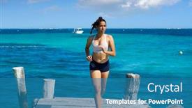  Presentation with mayan - Amazing PPT layouts having latin girl running in caribbean pier beach of mayan riviera of mexico backdrop and a teal colored foreground
