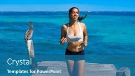  Presentation with mayan - PPT layouts with latin girl running in caribbean pier beach of mayan riviera of mexico background and a ocean colored foreground