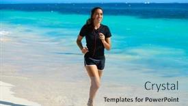  Presentation with mayan - Colorful slides enhanced with latin girl running in caribbean shore beach of mayan riviera of mexico backdrop and a light blue colored foreground