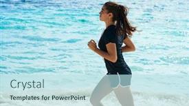  Presentation with mayan - Colorful PPT layouts enhanced with latin girl running in caribbean shore beach of mayan riviera of mexico backdrop and a light blue colored foreground