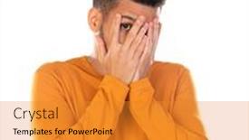  Presentation with afro - Colorful PPT theme enhanced with latin-guy-with-short-afro backdrop and a gold colored foreground