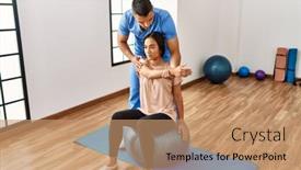  Presentation with rehab - Slide set featuring latin-man-and-woman-wearing background and a coral colored foreground