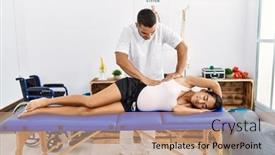  Presentation with rehab clinic - Presentation theme having latin-man-and-woman-wearing background and a coral colored foreground