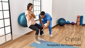  Presentation with rehab - PPT theme with latin-man-and-woman-wearing background and a coral colored foreground