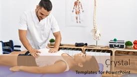  Presentation with rehab clinic - PPT theme enhanced with latin-man-and-woman-wearing background and a coral colored foreground