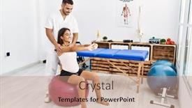  Presentation with rehab clinic - Slide set with latin-man-and-woman-wearing background and a coral colored foreground