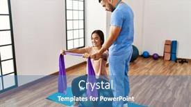  Presentation with rehab - Presentation design with latin-man-and-woman-wearing background and a teal colored foreground