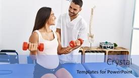  Presentation with rehab clinic - Slide deck featuring latin-man-and-woman-wearing background and a light blue colored foreground