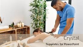  Presentation with physiotherapy - Slide deck featuring latin-man-and-woman-wearing background and a soft green colored foreground