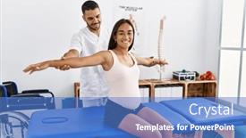  Presentation with rehab clinic - Presentation theme featuring latin-man-and-woman-wearing background and a teal colored foreground