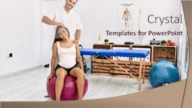  Presentation with rehab clinic - Presentation design enhanced with latin-man-and-woman-wearing background and a lemonade colored foreground