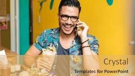  Presentation with vegetarian - Presentation enhanced with latin-man-eating-a-vegetarian background and a yellow colored foreground