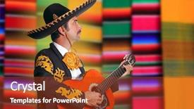  Presentation with mariachi - Colorful PPT layouts enhanced with latin music - charro mariachi profile man playing backdrop and a tawny brown colored foreground