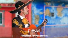  Presentation with singer - Slide set consisting of latin music - charro mariachi singer playing guitar background and a tawny brown colored foreground