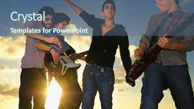  Presentation with musicians latin america - Amazing theme having latin music - group of young male musicians backdrop and a ocean colored foreground