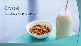  Presentation with almond milk - Colorful presentation theme enhanced with latin-woman-preparing-almond-milk backdrop and a sky blue colored foreground