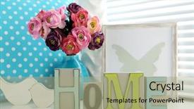  Presentation with light colors for solid waste - Beautiful theme featuring latin words - home in colorful letters backdrop and a mint green colored foreground
