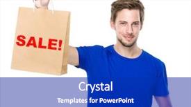  Presentation with bag - Beautiful slide set featuring latin words - young man hold with shopping backdrop and a royal blue colored foreground