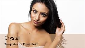  Presentation with exotic foods - Audience pleasing slide deck consisting of latina - beautiful exotic young woman backdrop and a coral colored foreground