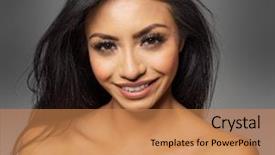  Presentation with glowing skin - PPT layouts featuring latina - beautiful woman with glowing skin background and a coral colored foreground