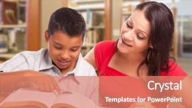  Presentation with indian mother son - Slides with latina - hispanic mother and son studying background and a coral colored foreground