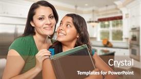  Presentation with latina - Audience pleasing slide set consisting of latina - proud hispanic mother and daughter backdrop and a tawny brown colored foreground