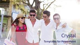  Presentation with latin america - Audience pleasing slide set consisting of latinamerica - group of young people traveling backdrop and a sky blue colored foreground