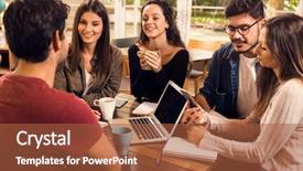  Presentation with group of 7 - Presentation design having latino - group of friends studying together background and a red colored foreground