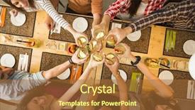  Presentation with toasting - Slide set enhanced with latino - group of people toasting background and a red colored foreground