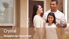  Presentation with latino - Colorful theme enhanced with latino - happy hispanic mother father backdrop and a coral colored foreground