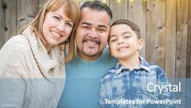  Presentation with race - PPT theme consisting of latino - happy young mixed race family background and a teal colored foreground