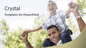  Presentation with latino - Cool new slide deck with latino - hispanic father and son having backdrop and a sky blue colored foreground