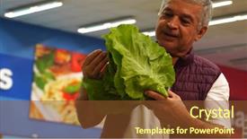  Presentation with cabbage cultivation - Slide deck consisting of latino - mature man showing cabbage background and a tawny brown colored foreground