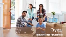 Presentation with latino - Slides having latino - portrait of hispanic family moving background and a coral colored foreground