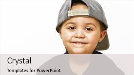  Presentation with latino - Presentation having latino boy wearing baseball cap background and a light gray colored foreground