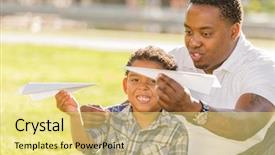  Presentation with generation and african american culture - Audience pleasing slide deck consisting of latino children - happy african american father backdrop and a yellow colored foreground