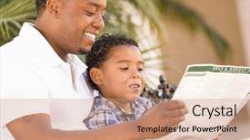  Presentation with brochure - PPT layouts consisting of latino children - happy african american father background and a coral colored foreground