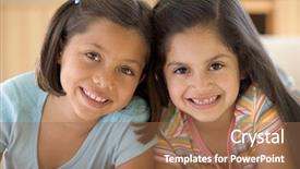  Presentation with german shepherd two young puppys - PPT theme consisting of latino children - portrait of two young girls background and a coral colored foreground