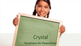  Presentation with pretty girl - Audience pleasing theme consisting of latino children - pretty hispanic girl holding blank backdrop and a mint green colored foreground