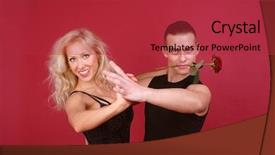  Presentation with tango - PPT theme with 3d gold bars array on white background background and a gold colored foreground