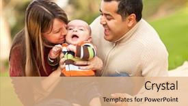  Presentation with parents - Theme consisting of latino children - happy mixed race parents playing background and a lemonade colored foreground
