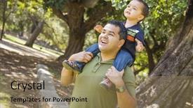  Presentation with race - PPT theme featuring son enjoys a piggy back background and a coral colored foreground