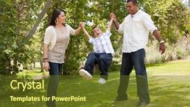  Presentation with woman child - Colorful presentation enhanced with latino children - hispanic man woman and child backdrop and a tawny brown colored foreground