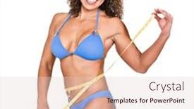  Presentation with latino - Beautiful slide set featuring latino woman with a tape measure diet concept backdrop and a lemonade colored foreground