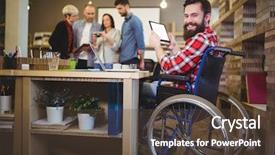  Presentation with flower office desk table - Audience pleasing slide set consisting of latinoamerica - portrait of happy disabled businessman backdrop and a tawny brown colored foreground