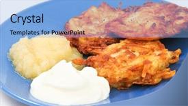  Presentation with hanukkah - Presentation theme enhanced with latkes or pancakes for hanukkah background and a light blue colored foreground