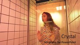  Presentation with fashion - Audience pleasing slide set consisting of latrines - fashion portrait of young redhead backdrop and a red colored foreground