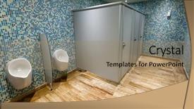  Presentation with public - PPT layouts consisting of latrines - modern public wc blue colors background and a coral colored foreground