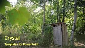  Presentation with movie screen in old retro - Colorful slide deck enhanced with latrines - old wooden retro outdoor toilet backdrop and a tawny brown colored foreground